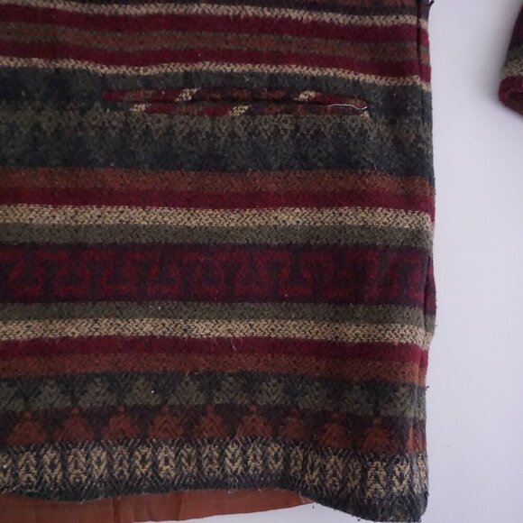 Vintage Casablanca Maroon Beige Stripe Pattern Boho Button Up Blazer 12 - Picture 6 of 10